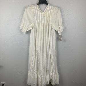 Vintage Karessah By Henson Nightgown Womens Medium White Lace Ruffle Maxi USA